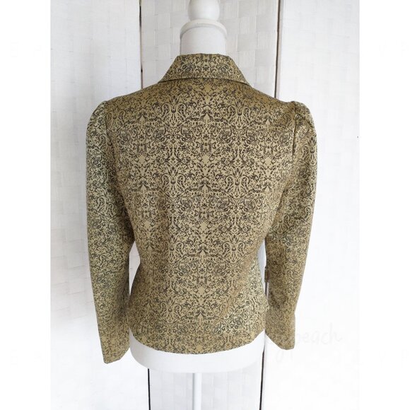 Metrostyle Blazer Size 10 Metallic Paisley Brocade Crop Jacket Retro Old Money - Picture 2 of 14